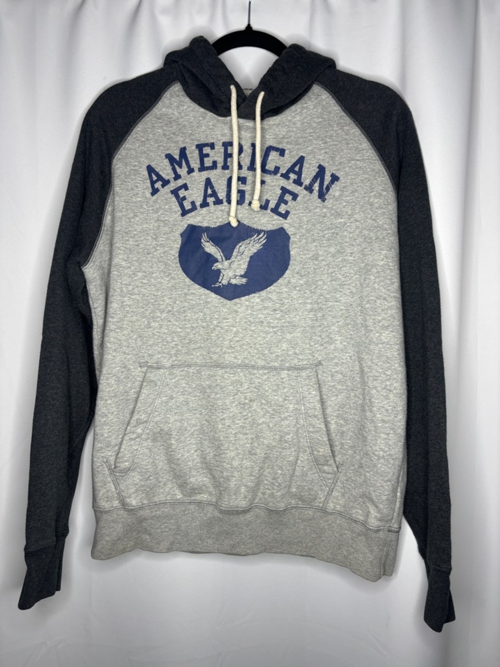 American Eagle Outfitters Men's Gray & Charcoal Hooded Pullover Sweatshirt